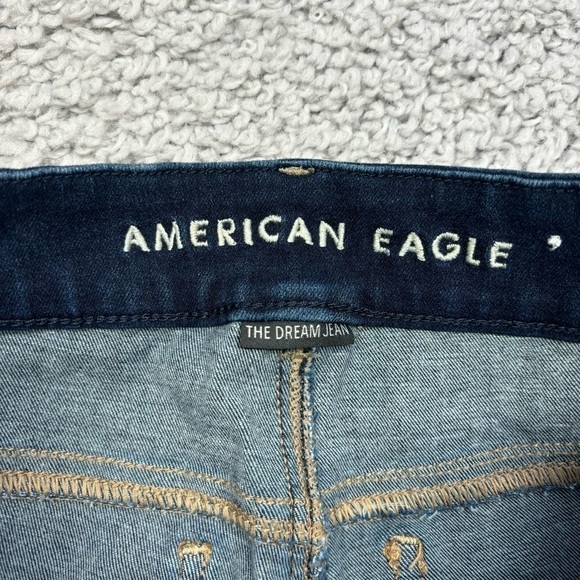 American Eagle Jeans Womens 4 Curvy Jegging The Dream Jean Dark Wash Distressed - Picture 2 of 6